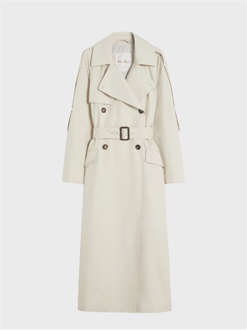 Long double-breasted trench coat in water-repellent twill with logo belt MAX MARA THE CUBE | 2619021054600002